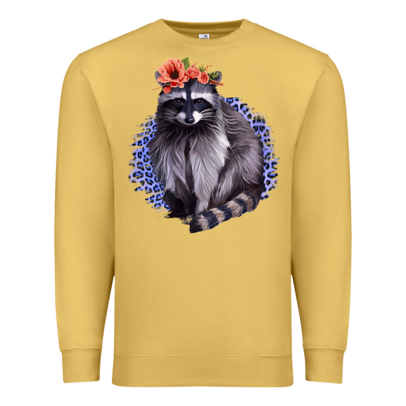 Classy But A Little Thrashy Racoon With Flowers Premium Sweatshirt by Jasminsmagicworld | Teevron