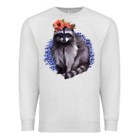 Oatmeal Heather Classy But A Little Thrashy Racoon With Flowers Premium Sweatshirt - Jasminsmagicworld