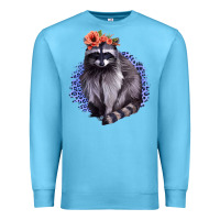Ocean Blue Classy But A Little Thrashy Racoon With Flowers Premium Sweatshirt - Jasminsmagicworld
