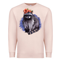 Pale Pink Classy But A Little Thrashy Racoon With Flowers Premium Sweatshirt - Jasminsmagicworld