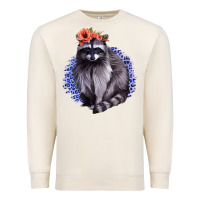 Sandshell Classy But A Little Thrashy Racoon With Flowers Premium Sweatshirt - Jasminsmagicworld