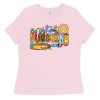Bubblegum Pink be the sunshine Ladies Tee - CowhideDigitalArt
