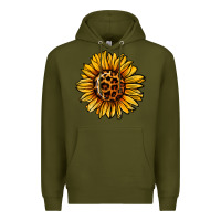 Army Green sunflower leopard Premium Hoodie - Jasminsmagicworld