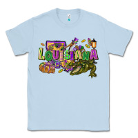 Dusty Blue Louisiana Mardi Gras Classic Tee - FaDigitalArtStudio