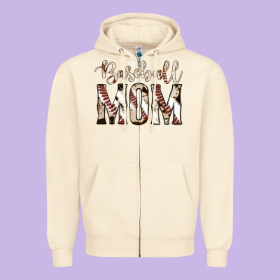 Baseball Mom Zipper Hoodie Designed By Jasminsmagicworld