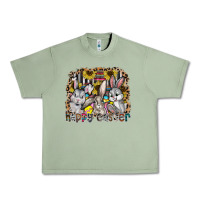 Oil Green Happy Easter Urban Heavy Tee - CowhideDigitalArt