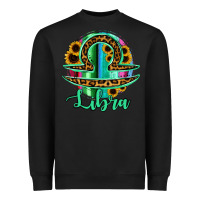 Black Libra Zodiac Sign Sunflower Leopard Serape Heavyweight Sweatshirt - RanaPortraitStore