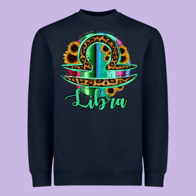 Libra Zodiac Sign Sunflower Leopard Serape Heavyweight Sweatshirt Designed By Ranaportraitstore
