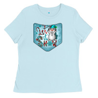 Baby Blue Christmas Pocket Ladies Tee - CowhideDigitalArt