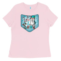 Bubblegum Pink Christmas Pocket Ladies Tee - CowhideDigitalArt