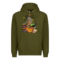 Army Green halloween owl Premium Hoodie - BarkalooDesign