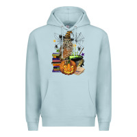 Blue Mist halloween owl Premium Hoodie - BarkalooDesign