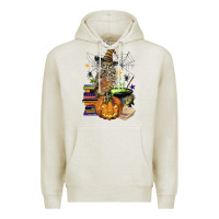 Oatmeal Heather halloween owl Premium Hoodie - BarkalooDesign