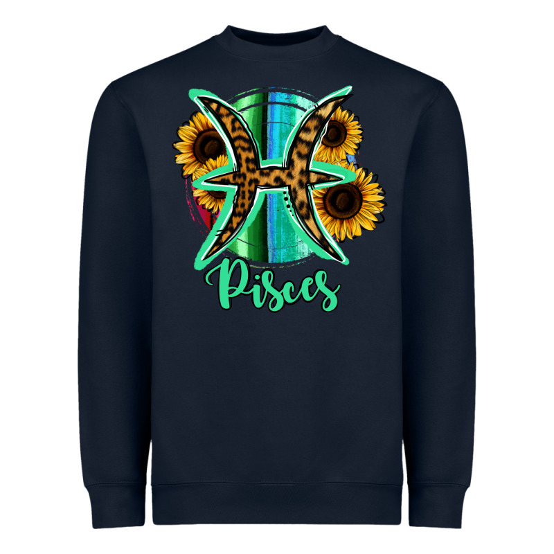 Pisces Zodiac Sign Sunflower Leopard Serape Heavyweight Sweatshirt by RanaPortraitStore | Teevron