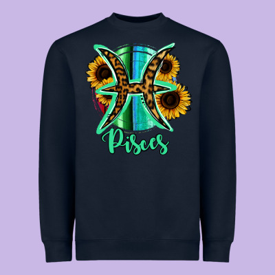 Pisces Zodiac Sign Sunflower Leopard Serape Heavyweight Sweatshirt Designed By Ranaportraitstore