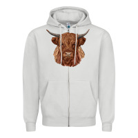 Dove Grey highland cow Zipper Hoodie - RanaPortraitStore