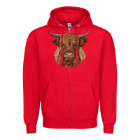 Red highland cow Zipper Hoodie - RanaPortraitStore