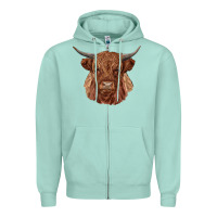 Seafoam highland cow Zipper Hoodie - RanaPortraitStore