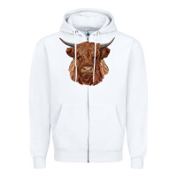 White highland cow Zipper Hoodie - RanaPortraitStore