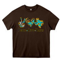 Chocolate Brown Peace Love Texas Heavy Core Tee - Jasminsmagicworld