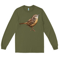Army Green Ccarolina Wren Long Sleeve Tee - LillyAllenDesigns