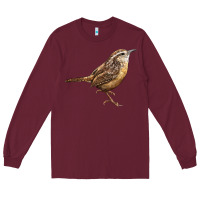Burgundy Ccarolina Wren Long Sleeve Tee - LillyAllenDesigns