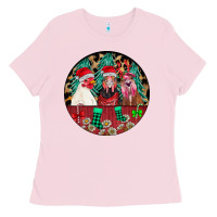 Bubblegum Pink Chickens Ladies Tee - CowhideDigitalArt