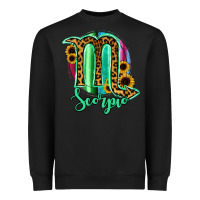 Black Scorpio Zodiac Sign Sunflower Leopard Serape Heavyweight Sweatshirt - RanaPortraitStore