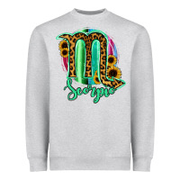 Scorpio Zodiac Sign Sunflower Leopard Serape Heavyweight Sweatshirt | Teevron