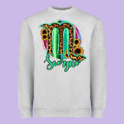 Scorpio Zodiac Sign Sunflower Leopard Serape Heavyweight Sweatshirt Designed By Ranaportraitstore