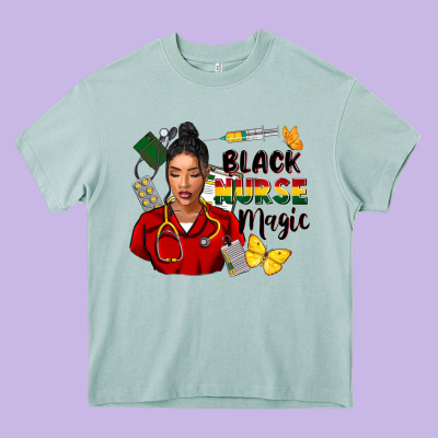 Juneteenth Black Nurse Magic Heavy Core Tee Designed By Fadigitalartstudio