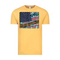 Vintage Mustard American Flag Mouse Pad Vintage Tee - CowhideDigitalArt