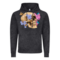 Vintage Black skull flora butterfly Vintage Hoodie - Artiststas