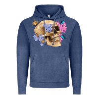 Vintage Denim skull flora butterfly Vintage Hoodie - Artiststas