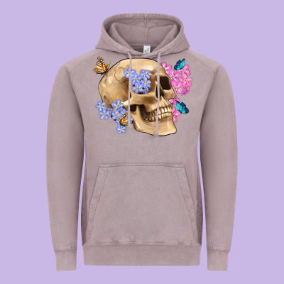 Skull Flora Butterfly Vintage Hoodie Designed By Artiststas