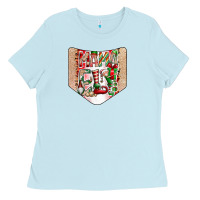 Baby Blue Christmas Pocket Ladies Tee - CowhideDigitalArt