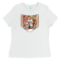 White Christmas Pocket Ladies Tee - CowhideDigitalArt