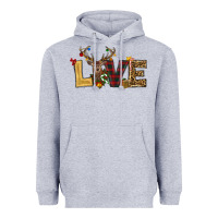 Heather Grey christmas reindeer love Heavyweight Hoodie - RanaPortraitStore