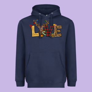 Christmas Reindeer Love Heavyweight Hoodie Designed By Ranaportraitstore