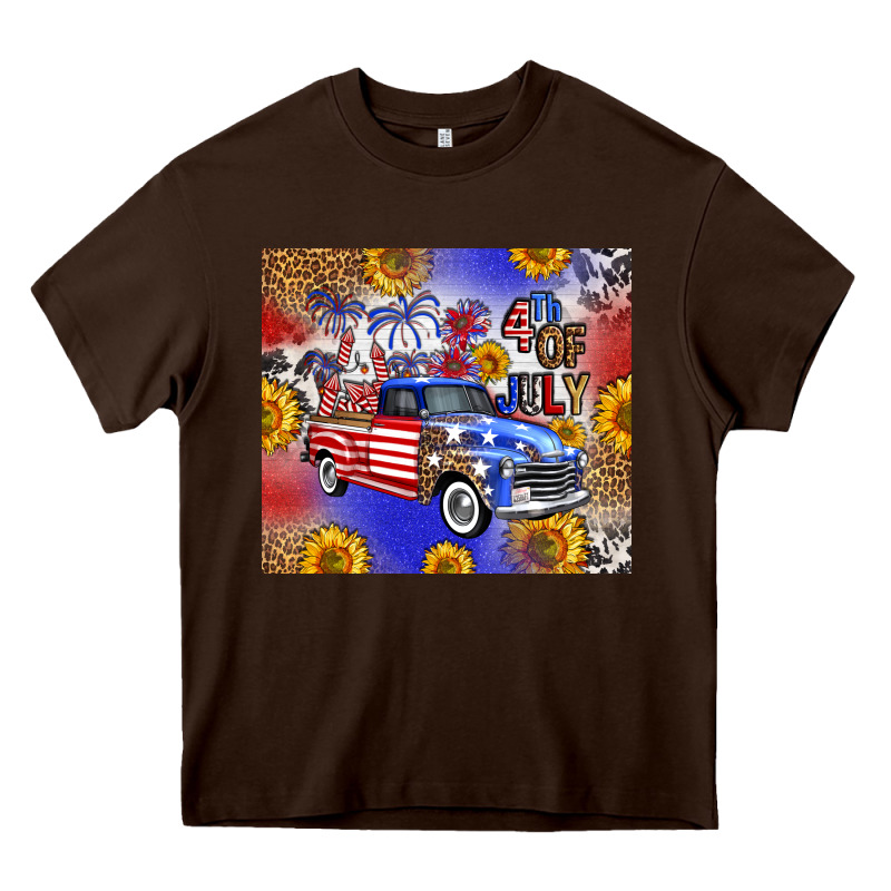 Fourth Of July Sunflowers Truck Heavy Core Tee by FaDigitalArtStudio | Teevron