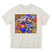 Cream Fourth Of July Sunflowers Truck Heavy Core Tee - FaDigitalArtStudio