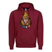 Burgundy american sunflower bullskull teardrop earrings Zipper Hoodie - Jasminsmagicworld