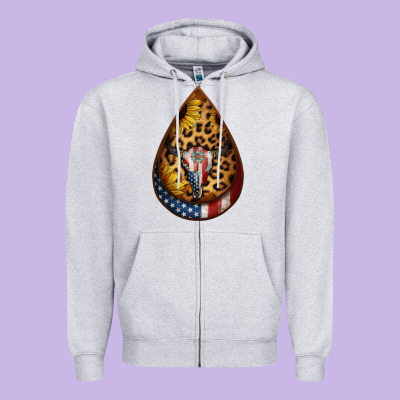 American Sunflower Bullskull Teardrop Earrings Zipper Hoodie Designed By Jasminsmagicworld