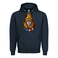 Navy american sunflower bullskull teardrop earrings Zipper Hoodie - Jasminsmagicworld