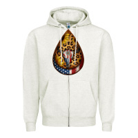 Oatmeal Heather american sunflower bullskull teardrop earrings Zipper Hoodie - Jasminsmagicworld