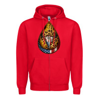 Red american sunflower bullskull teardrop earrings Zipper Hoodie - Jasminsmagicworld