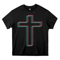 Black A Neon Christian Cross Heavy Core Tee - artisFamous