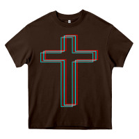 Chocolate Brown A Neon Christian Cross Heavy Core Tee - artisFamous