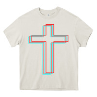 Cream A Neon Christian Cross Heavy Core Tee - artisFamous