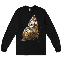 Black Flying Common Buckeye Butterfly Long Sleeve Tee - LillyAllenDesigns